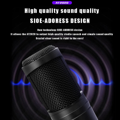 Audio-Technica AT2020 Cardioid Condenser Studio Recording Microphone for Vocal Podcast Streaming Singing Professional XLR Mic
